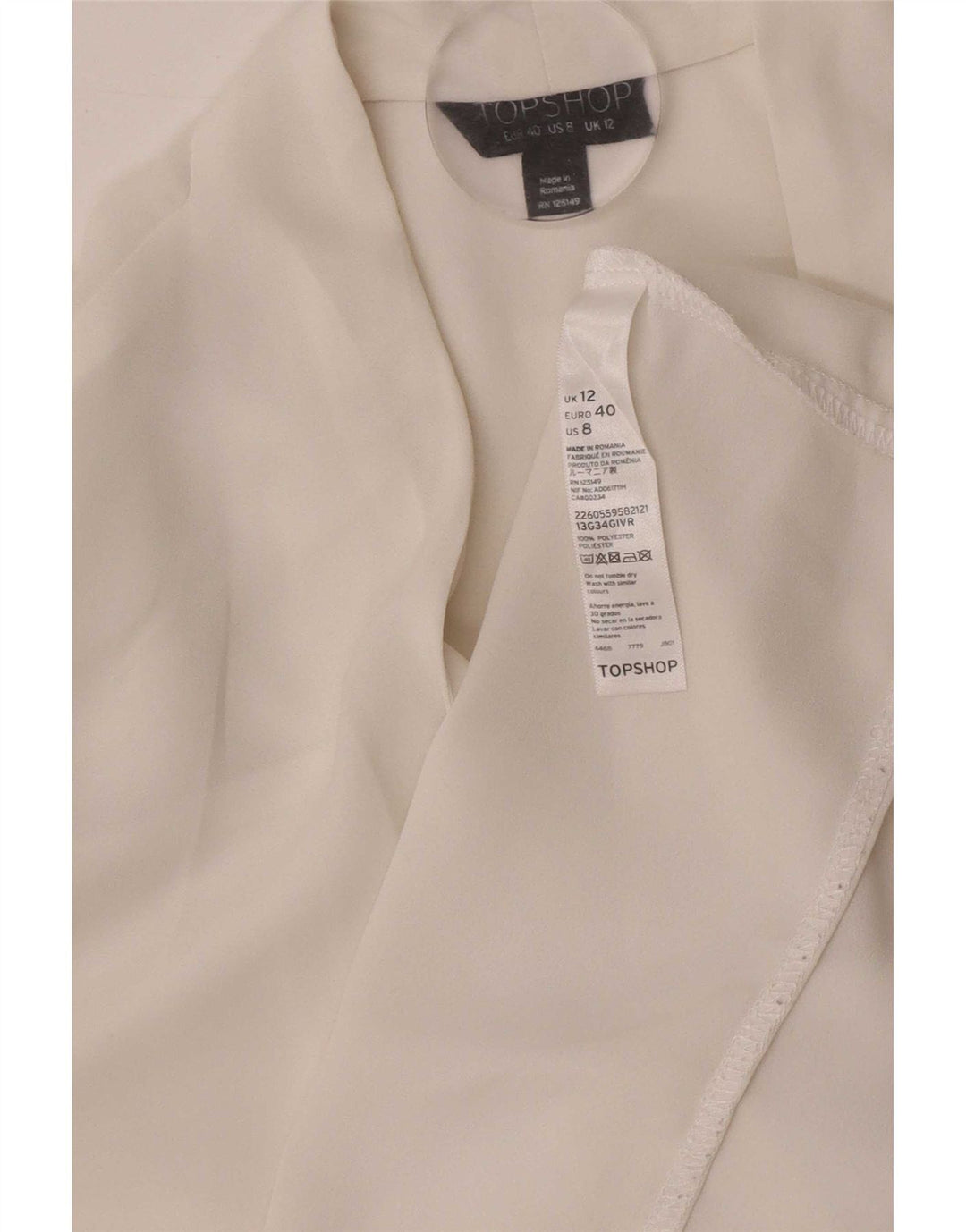 Topshop Womens Long Sleeve Blouse Top UK 12 Medium White Polyester