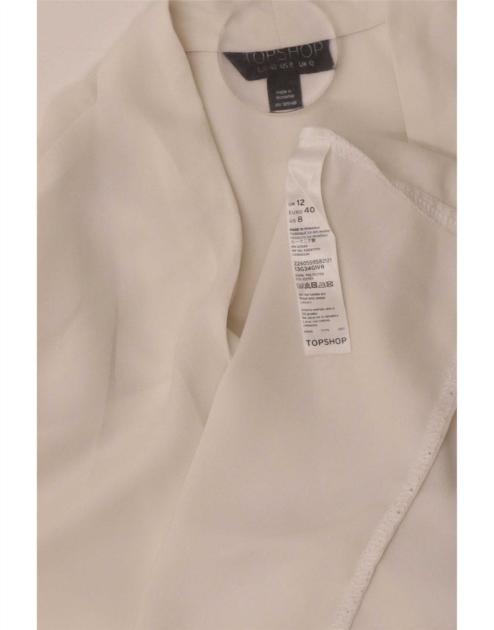 Topshop Womens Long Sleeve Blouse Top UK 12 Medium White Polyester
