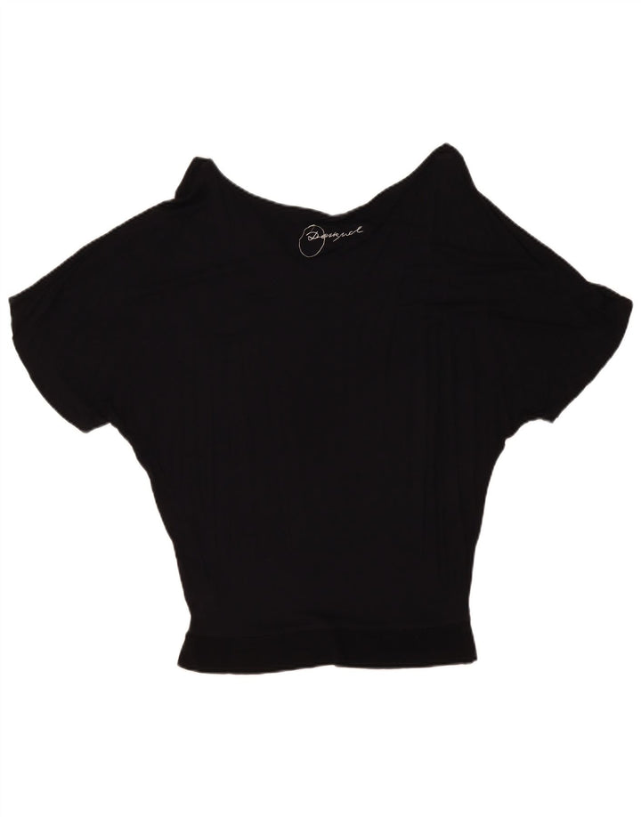 Desigual Womens Graphic Batwing Blouse Top UK 10 Small Black Geometric
