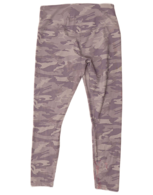 Lululemon Womens Crop Leggings UK 14 Large Purple Camouflage