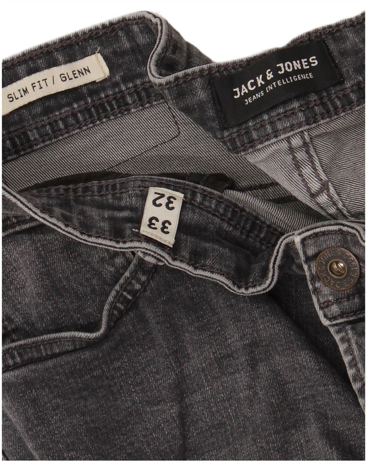 JACK & JONES Mens GLENN Slim Jeans W32 L32 Grey Cotton