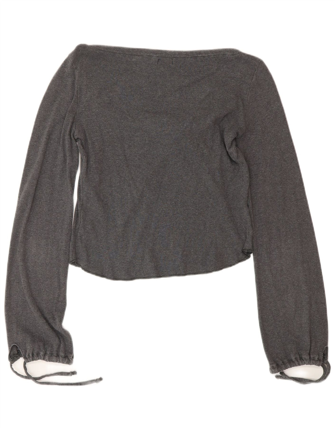 Onyx Womens Front Tie Crop Top Long Sleeve UK 12 Medium Grey Cotton