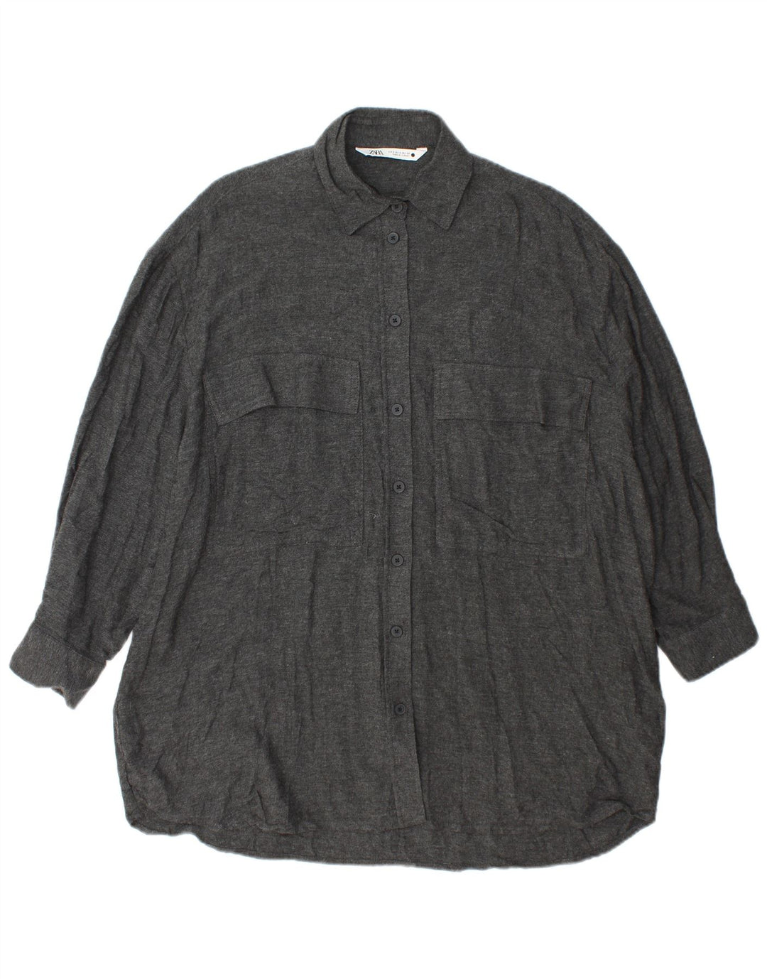Zara Womens Oversized Shirt Dress UK 10 Small Grey Viscose