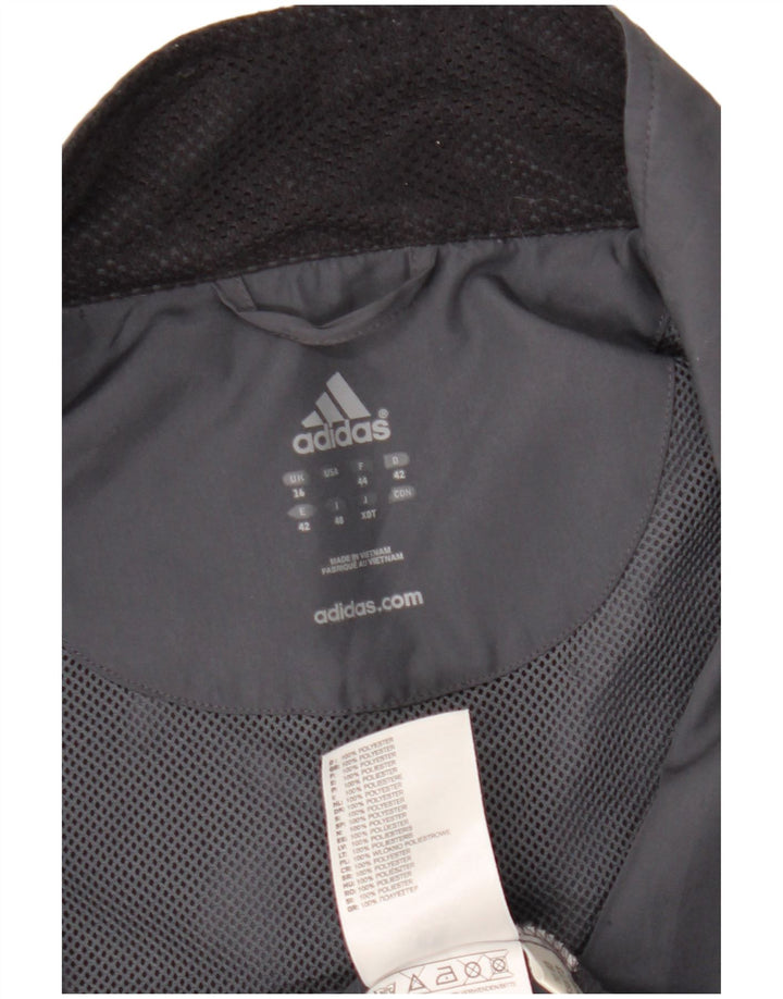 Adidas Damen Clima Proof Trainingsanzug Top Jacke UK 16 Large Grau Polyester
