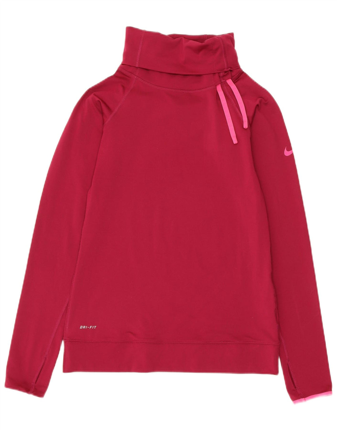NIKE Womens Dri Fit Roll Neck Sweatshirt Jumper UK 8 Small Pink Polyester