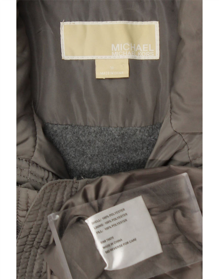 MICHAEL KORS Womens Hooded Military Padded Jacket UK 14 Medium Grey