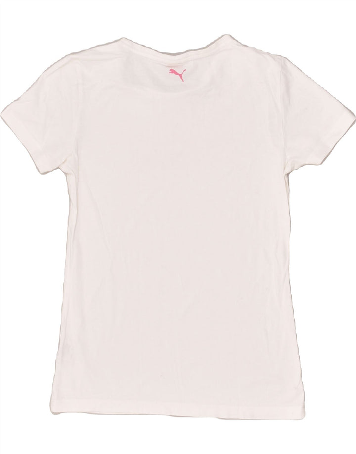 PUMA Girls Graphic T-Shirt Top 15-16 Years 2XL White | Vintage Puma | Thrift | Second-Hand Puma | Used Clothing | Messina Hembry 