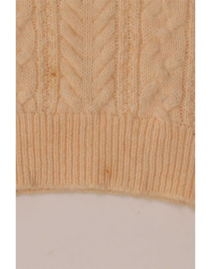 Zara Womens Crew Neck Jumper Sweater UK 16 Large Beige Wool