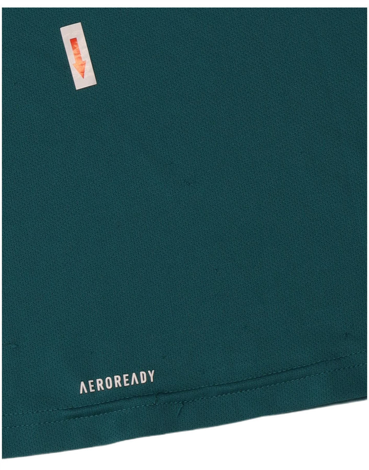 Adidas Boys Graphic T-Shirt Top 15-16 Years Green Polyester