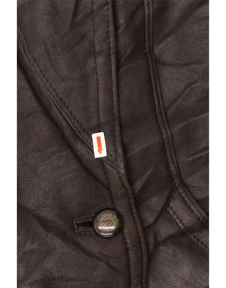 VINTAGE dobbeltradet damejakke EU 42 Large Black Shearling