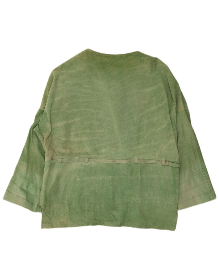 Vintage mujer ante chaqueta Reino Unido 20 2XL verde