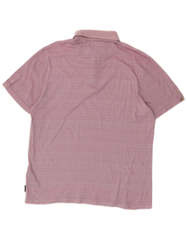 Ted Baker Polo Homme Taille 6 2XL Rose Géométrique Coton