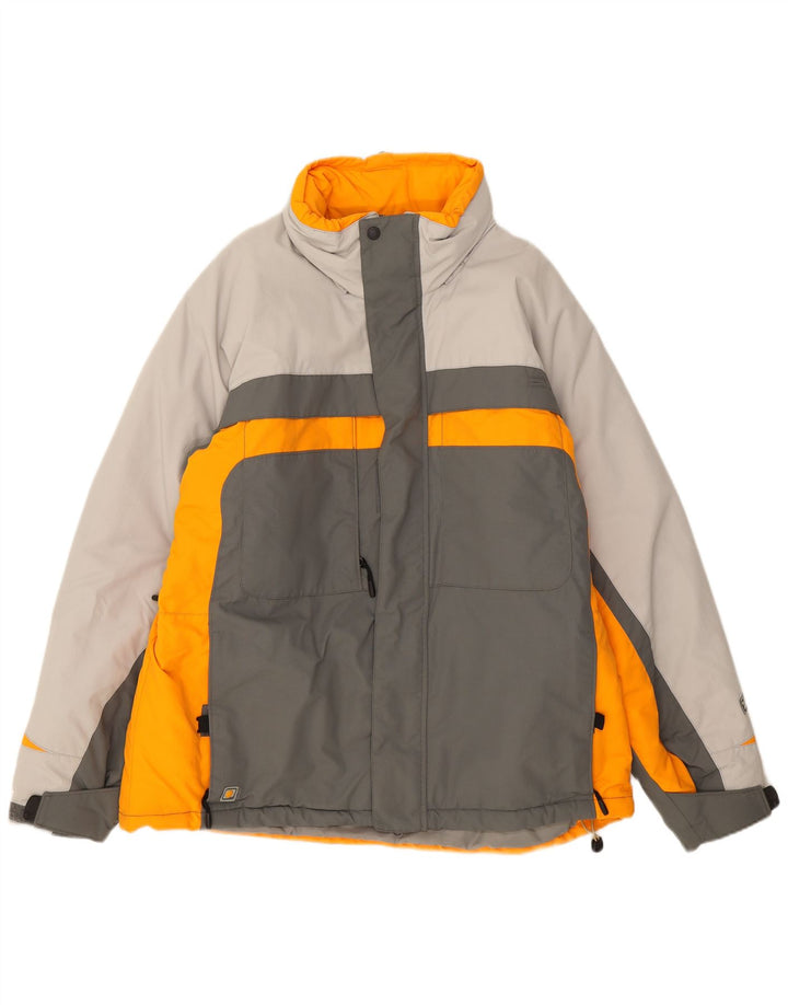 Columbia Herren-Skijacke mit Kapuze, UK 40, großes graues Colourblock-Polyamid