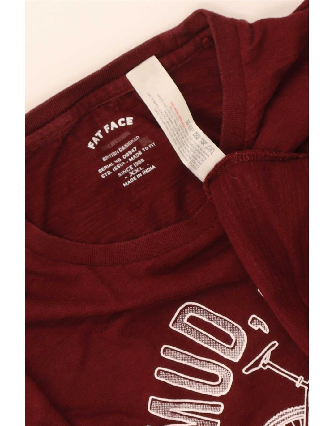 Fat Face Mens Graphic T-Shirt Top 2XL Maroon Cotton