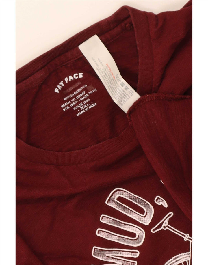 Fat Face Mens Graphic T-Shirt Top 2XL Maroon Cotton