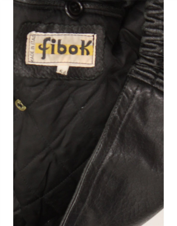 Fibok Herre Læderjakke IT 54 2XL Sort Læder