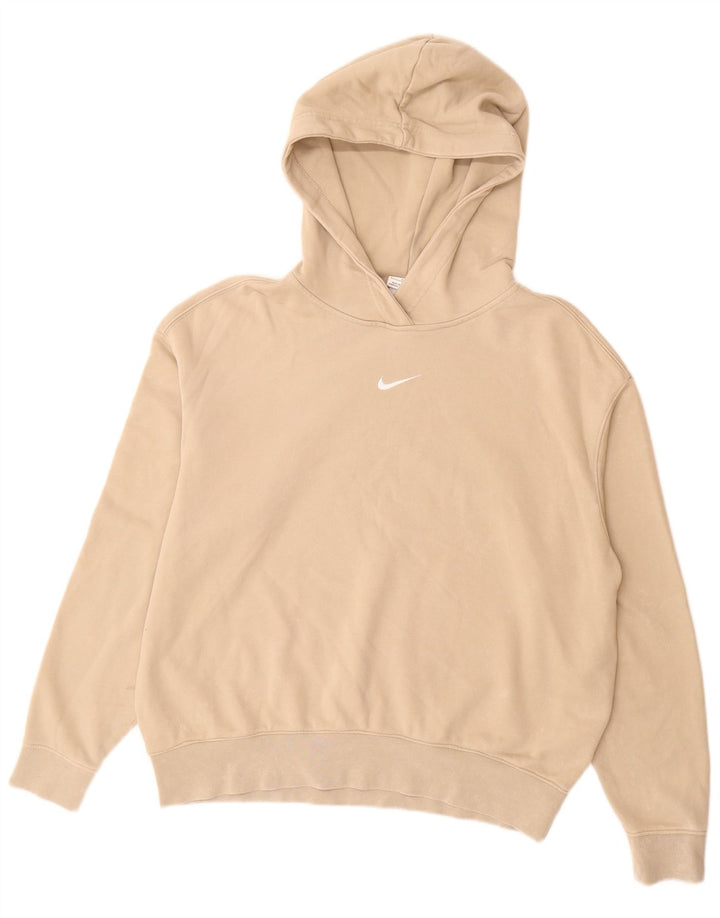 Nike Mens Hoodie Jumper Medium Beige Cotton