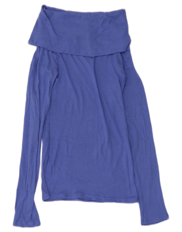 Zara Womens Roll Neck Top Long Sleeve UK 8 Small Blue
