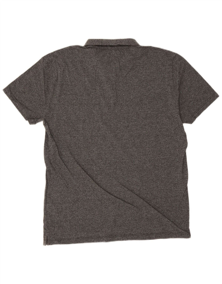 Reiss Mens Polo Shirt Large Grey Flecked Cotton