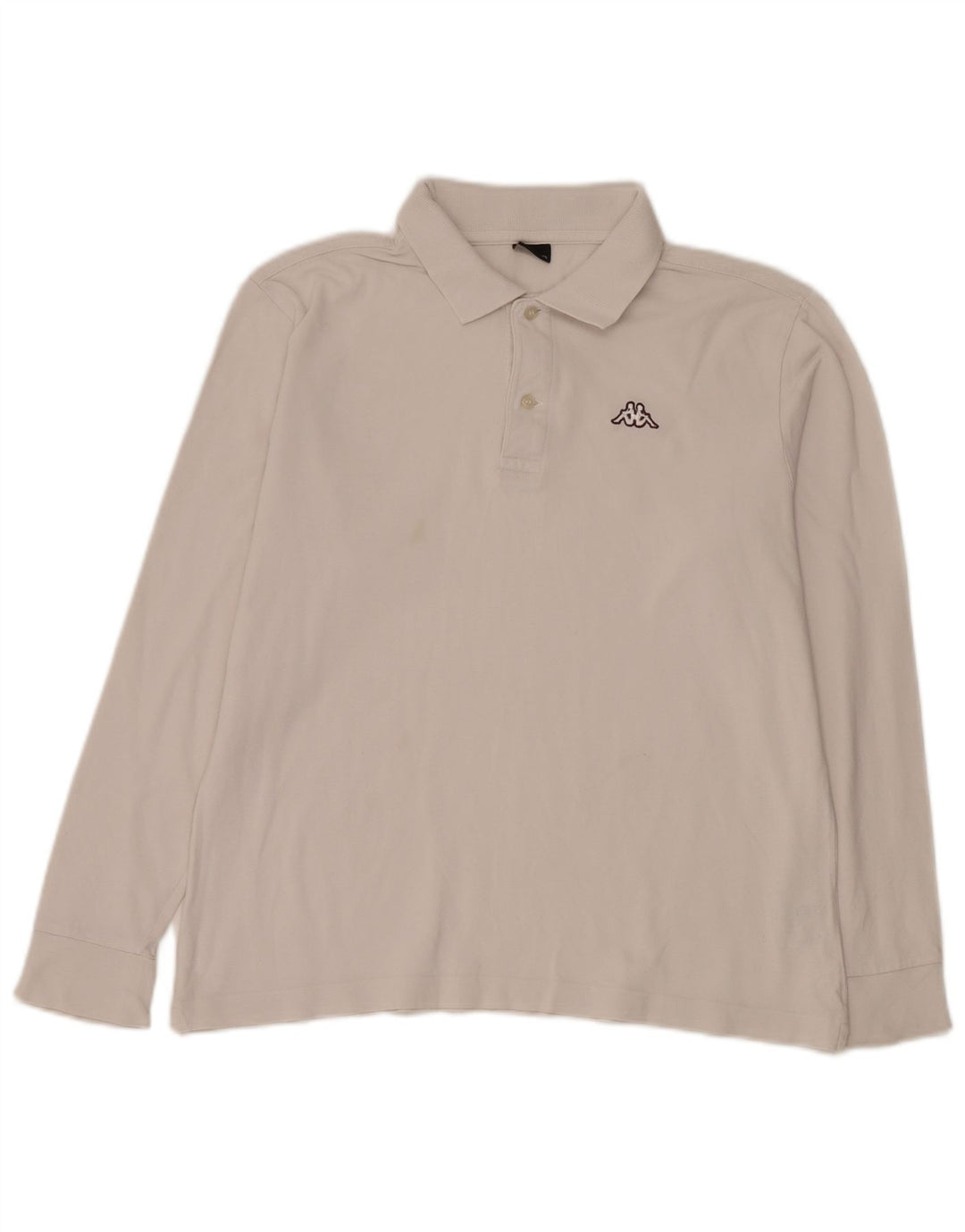 Kappa Herren-Langarm-Poloshirt aus mittelweißer Baumwolle