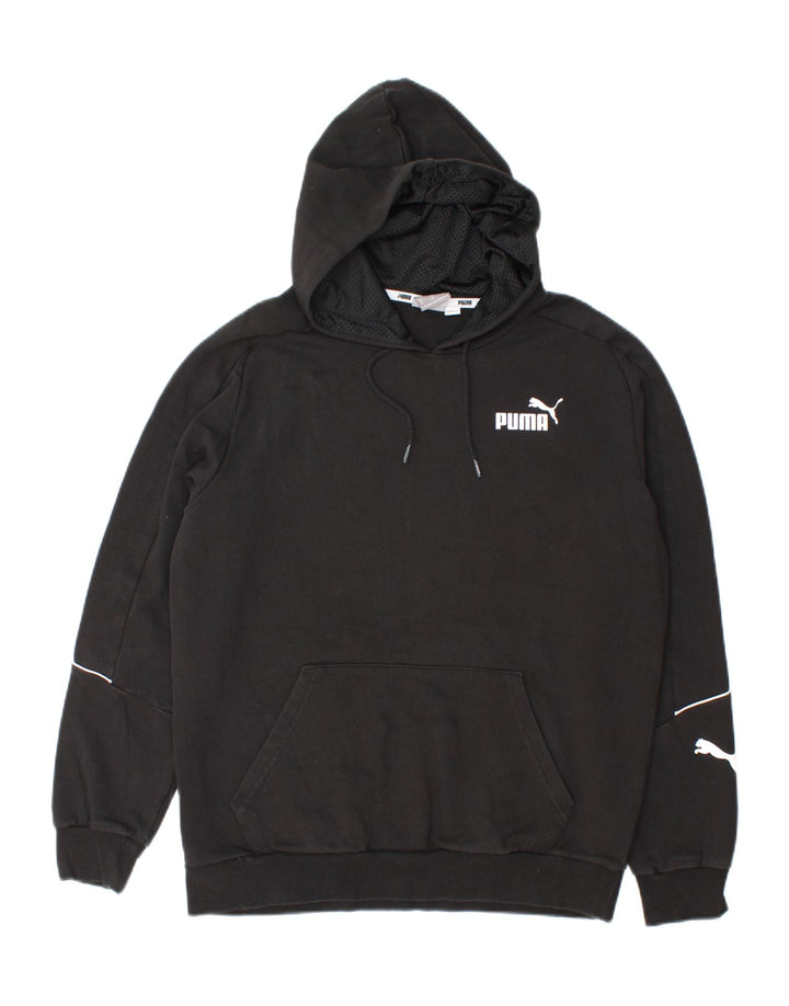 PUMA Mens Graphic Hoodie Jumper Medium Black Cotton Vintage Puma and Second-Hand Puma from Messina Hembry 