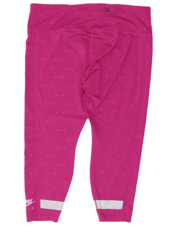 Женские леггинсы-капри с рисунком Nike Dri Fit UK 20, 2XL, розовые с цветными блоками
