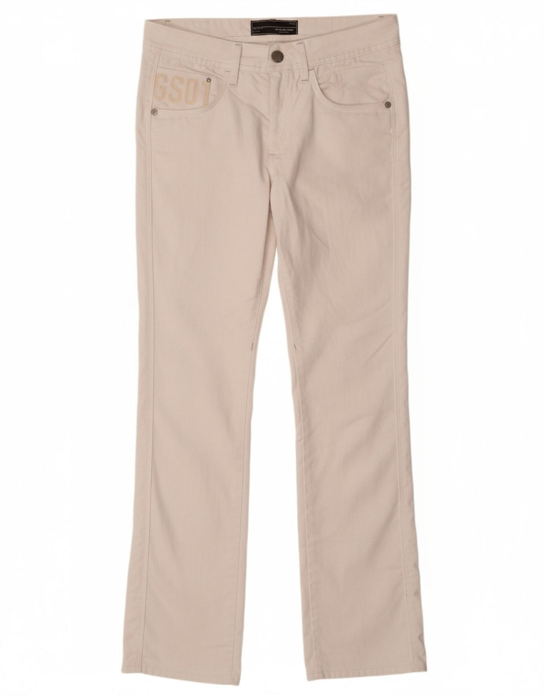 Calça feminina reta casual G-STAR W31 L34 algodão branco
