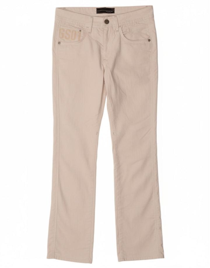 Calça feminina reta casual G-STAR W31 L34 algodão branco