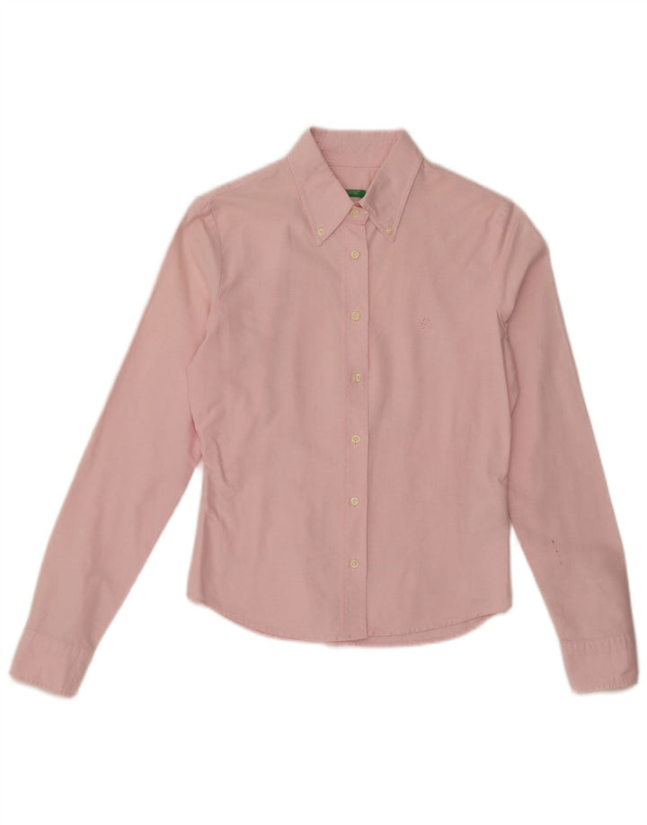 Benetton Womens Shirt UK 10 Small Pink Cotton