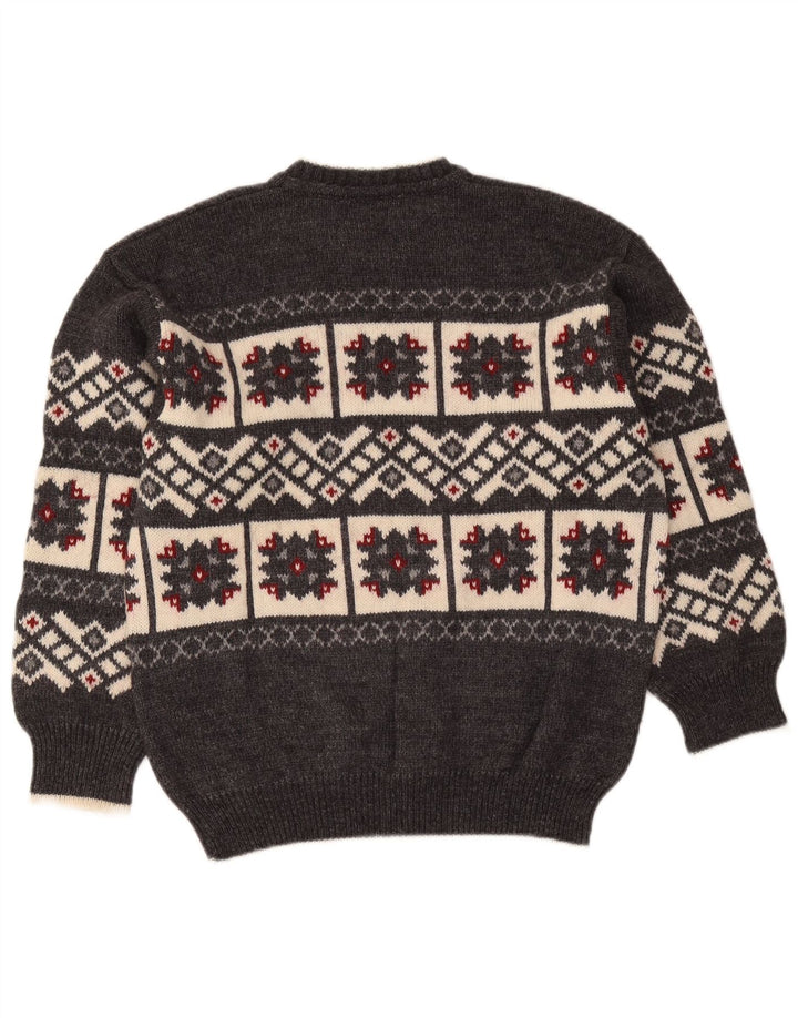 Sevres Herre Crew Neck Jumper Sweater IT 48 Medium Grå Geometrisk