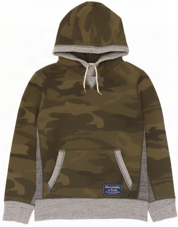 Abercrombie & Fitch Mens Hoodie Jumper XS Green Camouflage Cotton