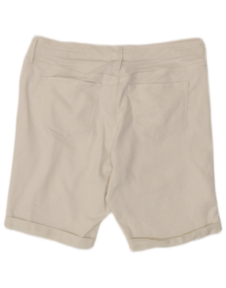 Mossimo Womens Mid Rise Bermuda Denim Shorts US 14 Large W32  White Cotton