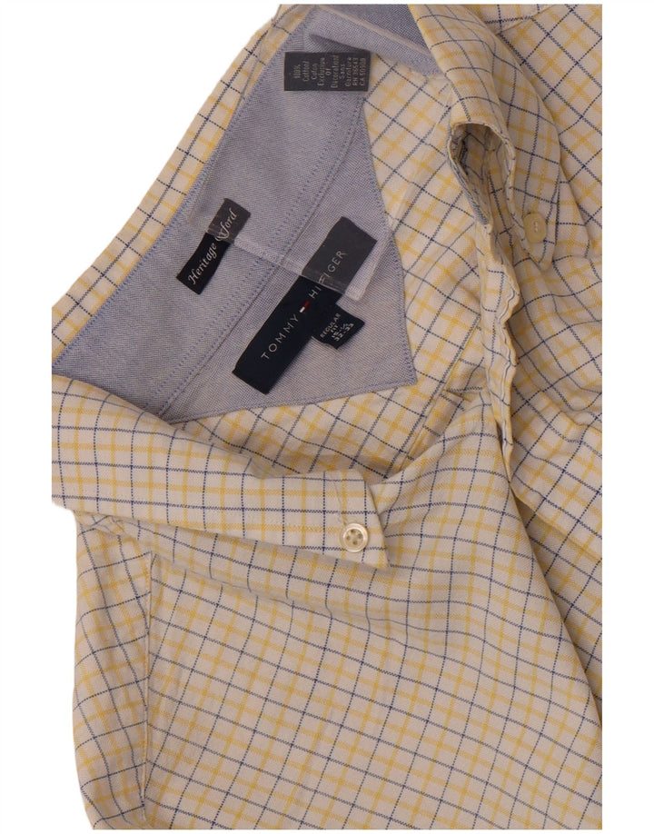 Tommy Hilfiger Camisa de ajuste regular para hombre talla 15 1/2 cuadros amarillos medianos