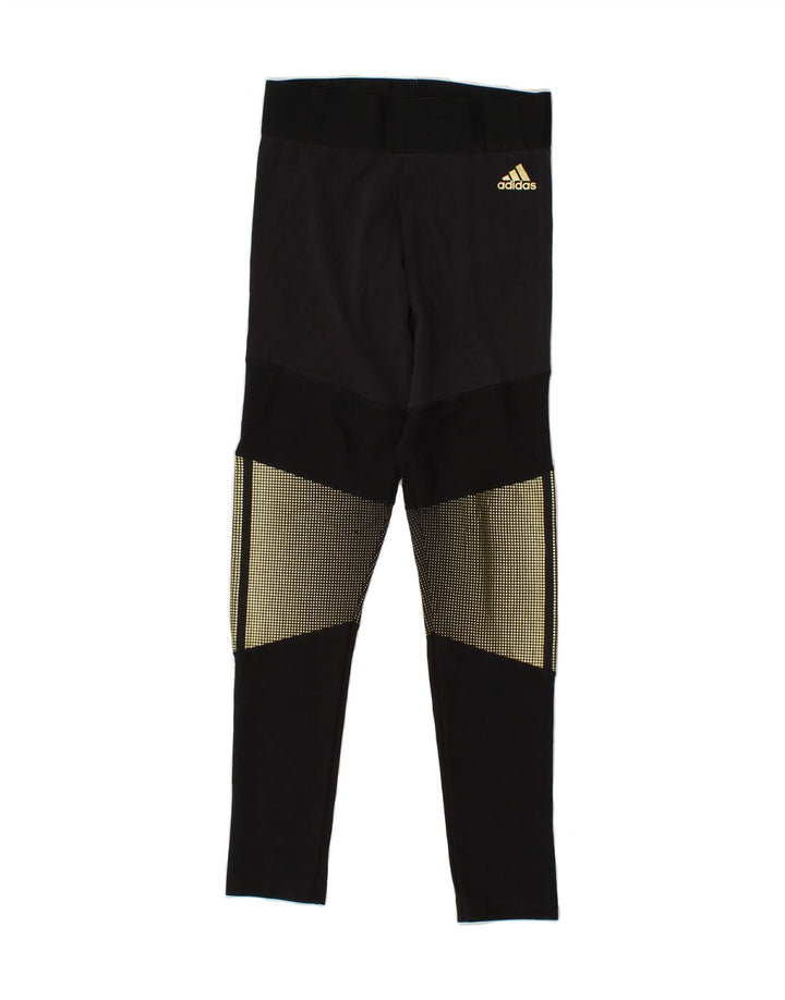 ADIDAS Womens Leggings UK 8/10 Small  Black Colourblock Vintage Adidas and Second-Hand Adidas from Messina Hembry 