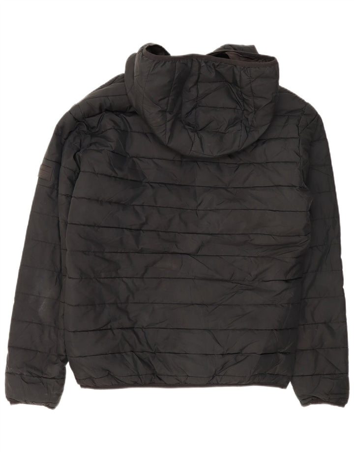 Jack & Jones Mens Hooded Padded Jacket UK 40 Large Black Polyester