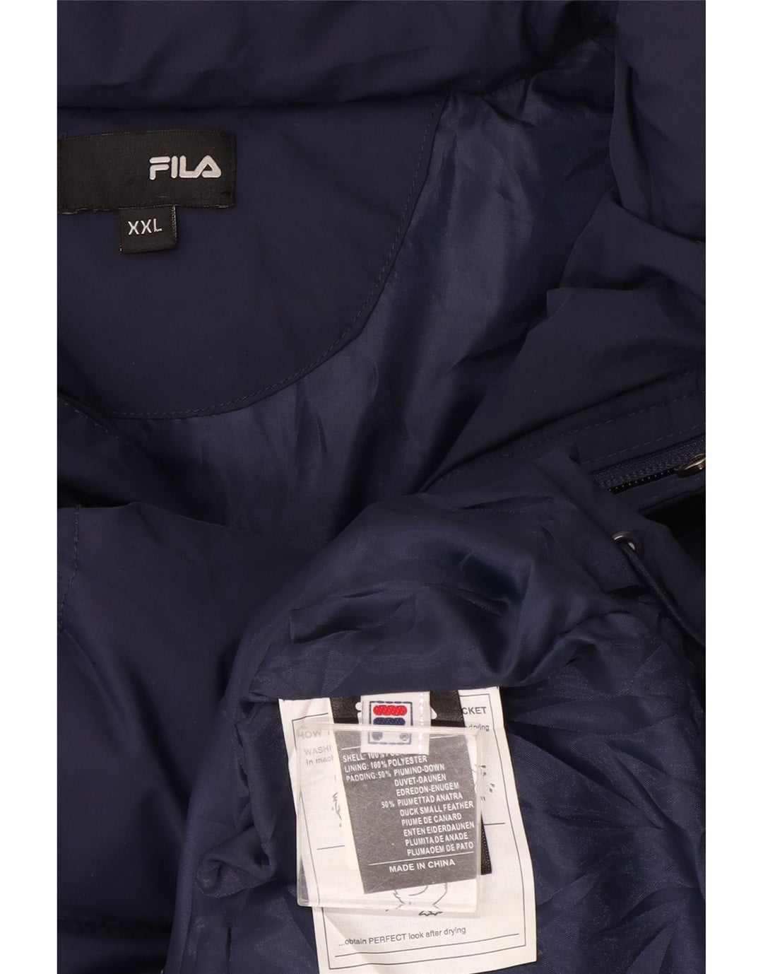 Fila Mens Padded Jacket UK 44 2XL Navy Blue Polyester
