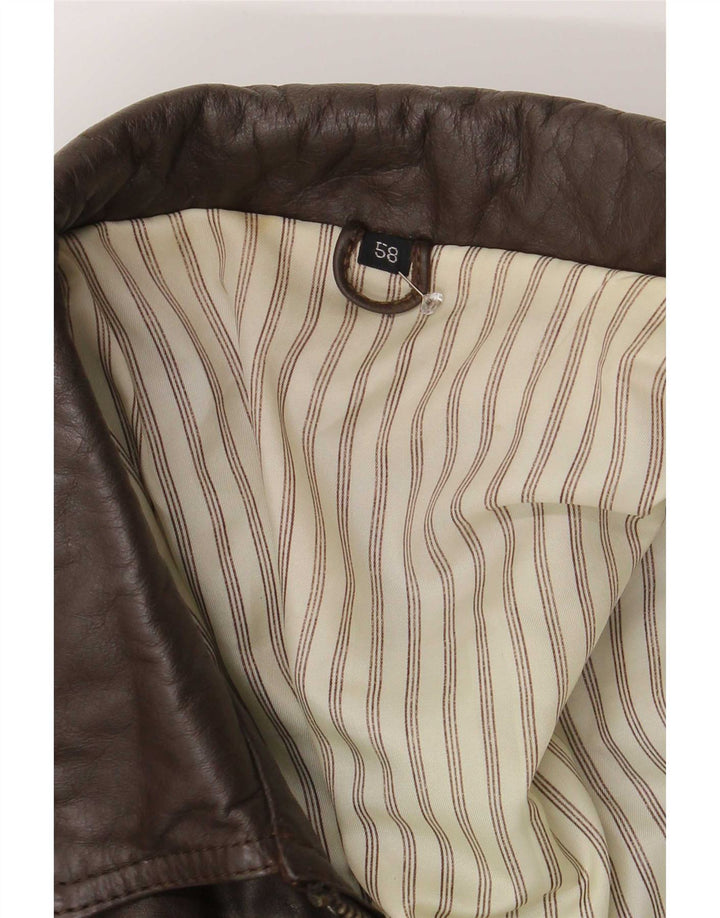Vintage férfi bomber bőrkabát IT 58 4XL barna