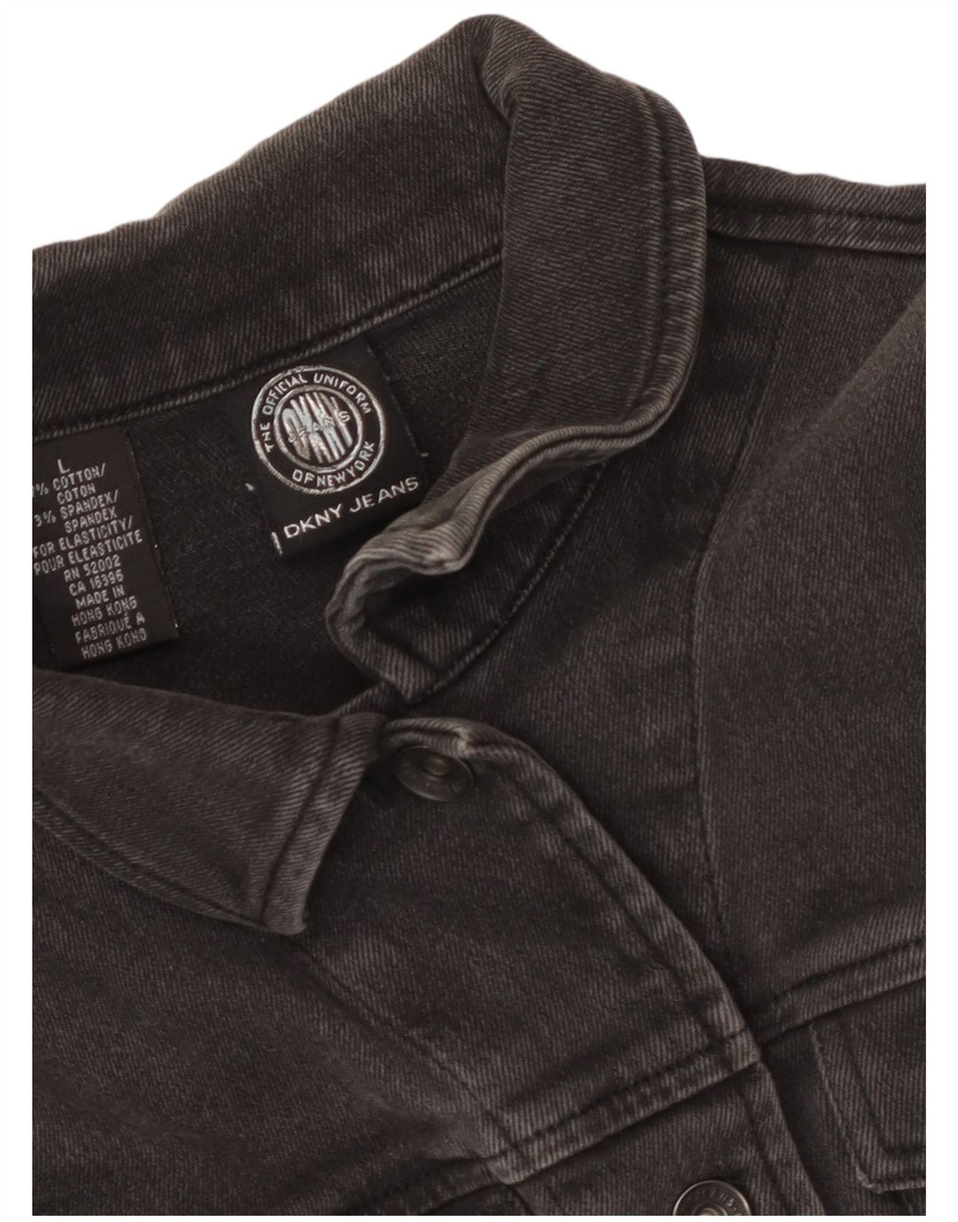 Dkny Womens Crop Denim Jacket UK 14 Large Grå Bomuld