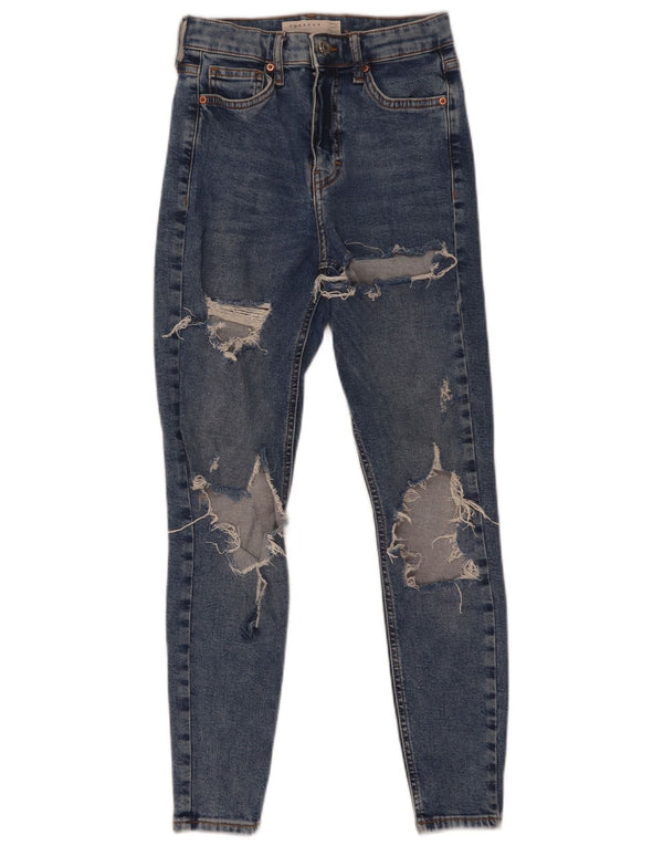 Topshop Blugi skinny distressed Jamie pentru femei W26 L26 bumbac albastru