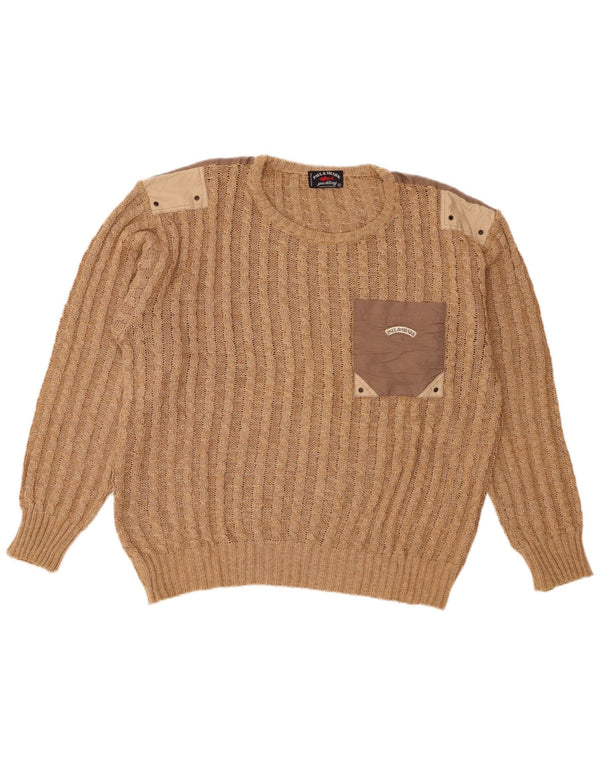 Paul & Shark Maglione girocollo da uomo XL Cotone a righe beige