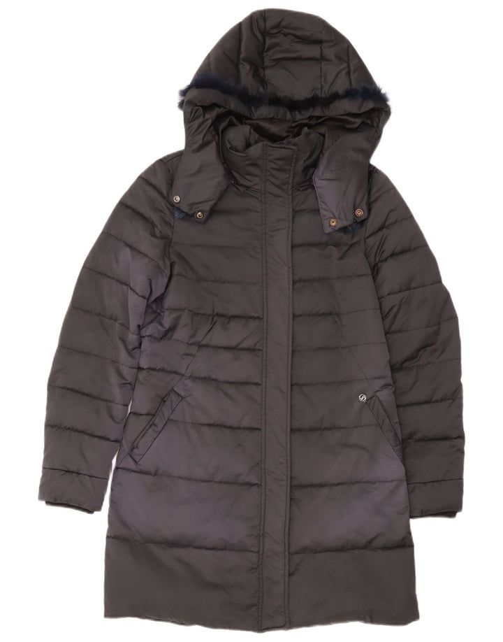 Nero Giardini Womens Hooded Padded Jacket IT 42 Medium Black Polyester