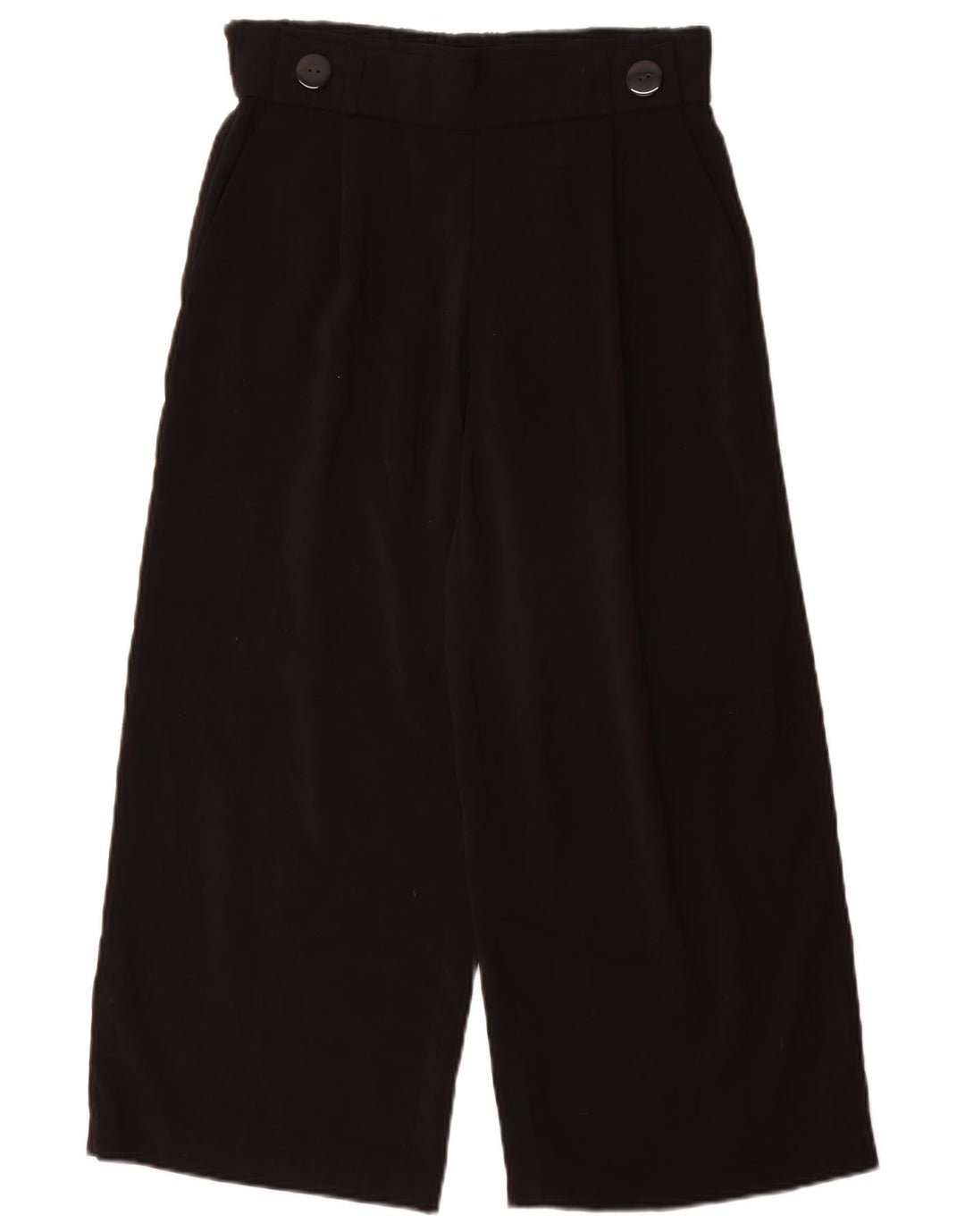 Zara Womens Wide Leg Cropped Trousers Small W26 L25 Black Polyester