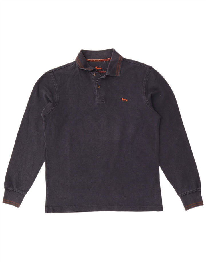 Harmont & Blaine Mens Long Sleeve Regular Fit Polo Shirt Medium Navy Blue