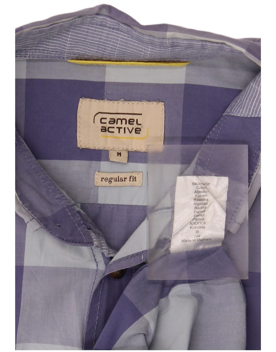 Camel Active Mens Short Sleeve Regular Fit Shirt Medium Blue Gingham Cotton