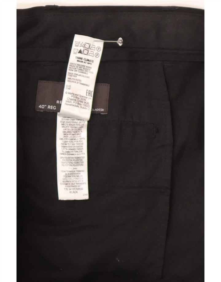 Marks & Spencer Mens Straight Regular Fit Suit Trousers W40 L30 Black