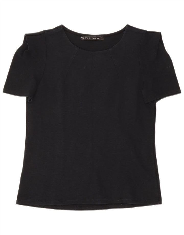 ZARA Womens Blouse Top UK 12 Medium Navy Blue