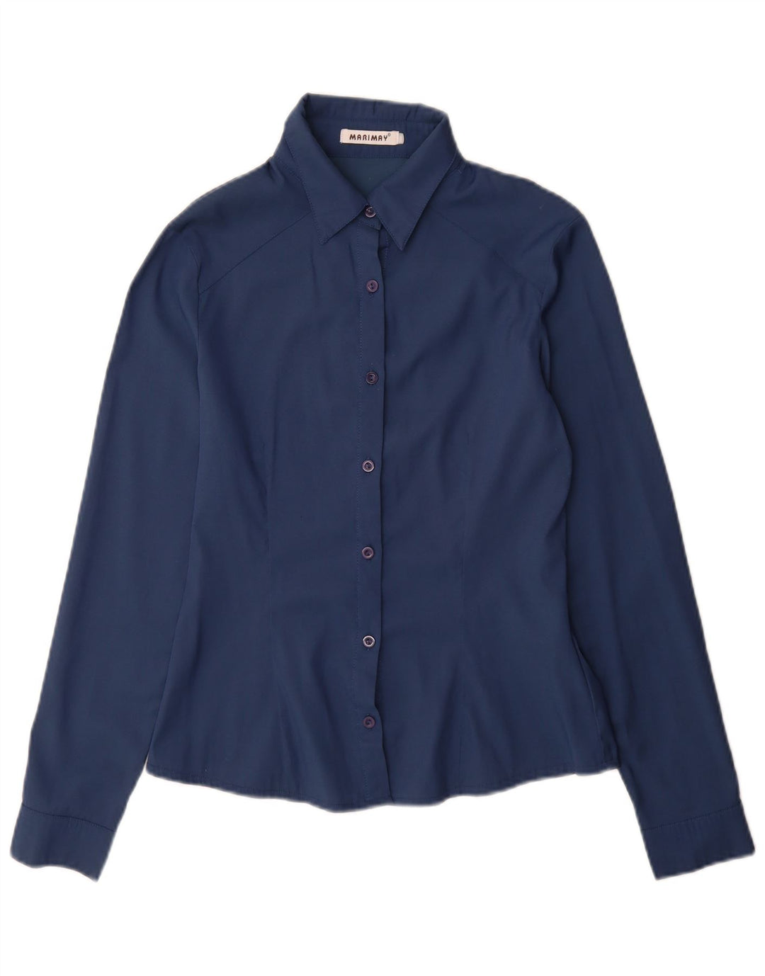 chemise femme vintage UK 12 Coton bleu marine moyen