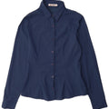 Camicia da donna vintage UK 12 cotone blu navy medio