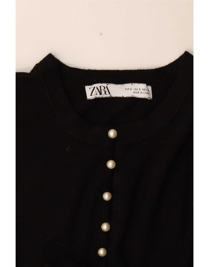 Zara Womens Crew Neck Jumper Sweater UK 10 Small Black