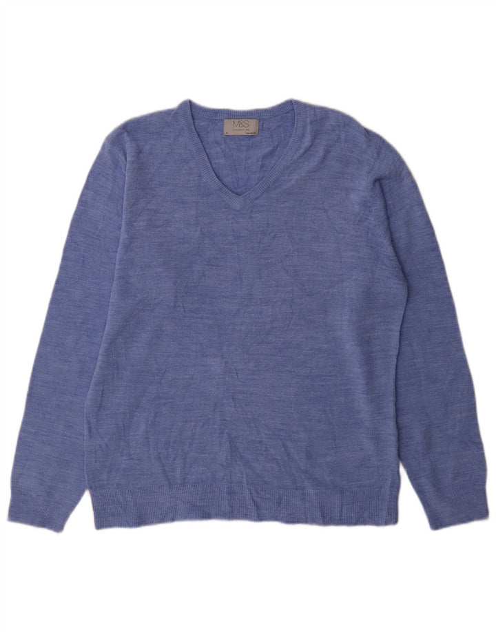 Marks & Spencer Herre V-hals sweater Medium Blue